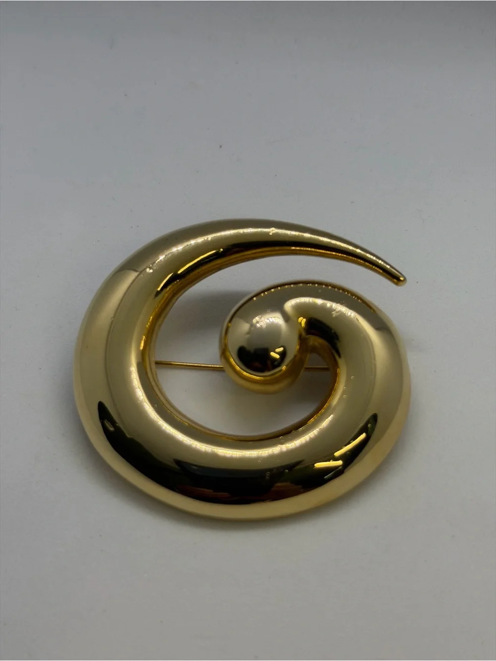 Gold Spiral Brooch Pin - Elegant Home Accent